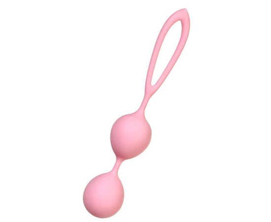 Розовые силиконовые вагинальные шарики с ограничителем-петелькой, фото 