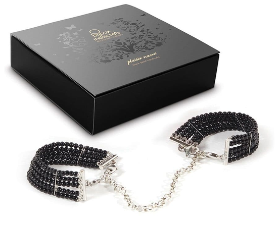 Чёрные дизайнерские наручники Plaisir Nacre Bijoux, фото 