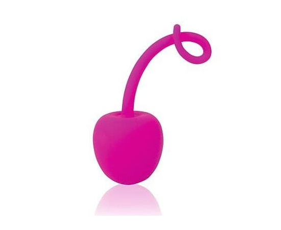 Розовый силиконовый вагинальный шарик-вишенка с хвостиком, Цвет: розовый, фото 