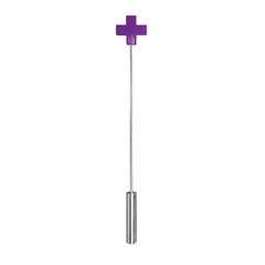 Фиолетовая шлёпалка Leather  Cross Tiped Crop с наконечником-крестом - 56 см., фото 
