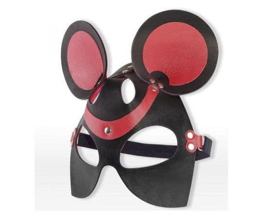 Черно-красная маска мышки из кожи, фото 