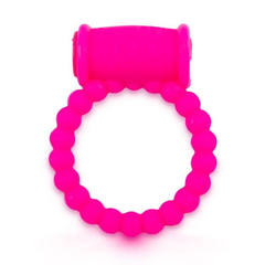 Розовое малоэластичное эрекционное кольцо с вибрацией, фото 