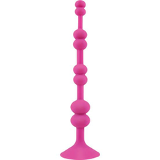 Розовая анальная цепочка с присоской PERLES DASPIRE - 22 см., фото 