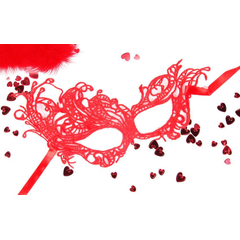 Красная ажурная текстильная маска Марго, Цвет: красный, фото 