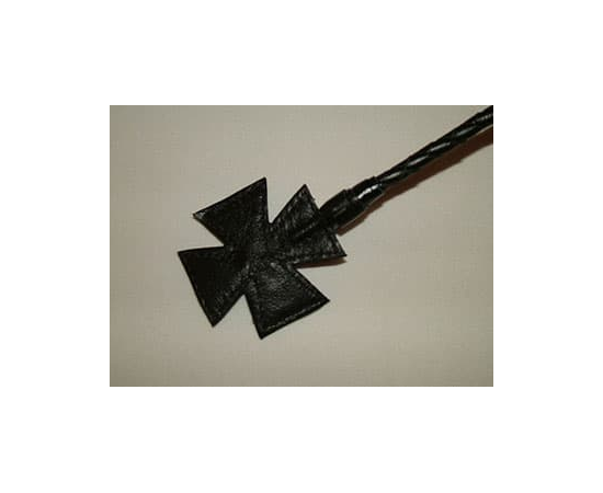 Чёрный плетеный стек с крестом на конце - 70 см., фото 