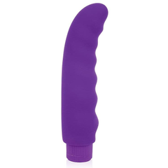 Фиолетовый изогнутый ребристый вибромассажер - 15 см., фото 