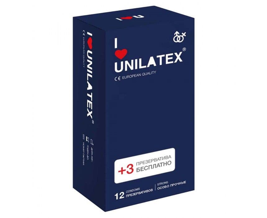 Ультрапрочные презервативы Unilatex Extra Strong - 12 шт. + 3 шт. в подарок, фото 