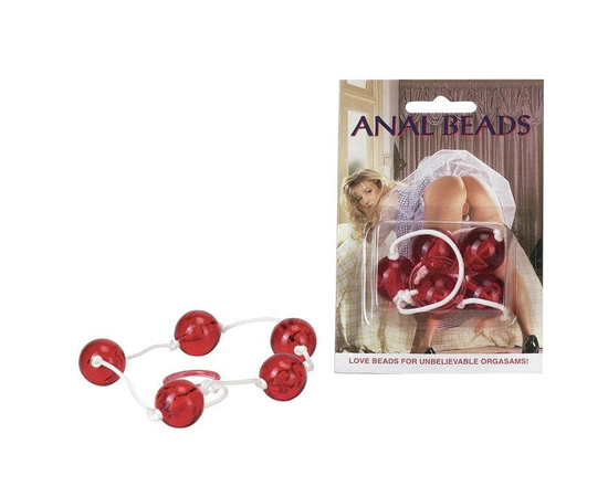 Красная анальная цепочка с пятью звеньями Anal Beads, фото 