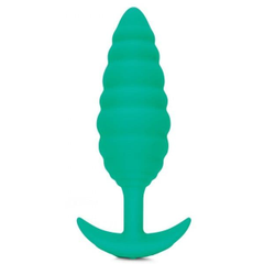 Зеленый ребристый анальный виброплаг Twist - 13,5 см., фото 