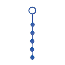 Синяя анальная цепочка с кольцом-ограничителем - 23 см., фото 