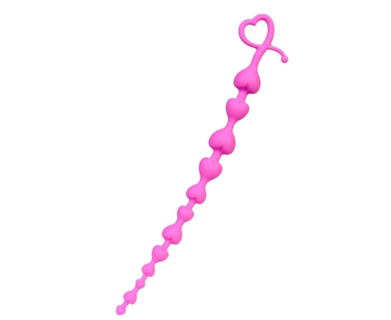 Розовая силиконовая анальная цепочка Long Sweety - 34 см., фото 