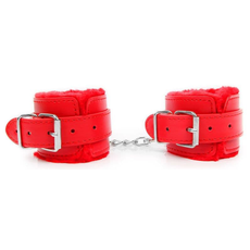 Красные мягкие наручники на регулируемых ремешках, фото 