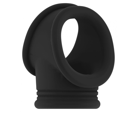 Черное эрекционное кольцо для пениса и мошонки No48 Cockring with Ball Strap, фото 