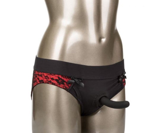 Красно-черные страпон-трусики Pegging Panty Set - размер L-XL, фото 