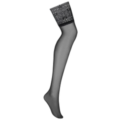 Чулки с широким цветочным кружевом Intensa Stockings, Цвет: черный, Размер: S-M, фото 