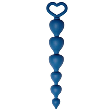 Синяя анальная цепочка Heart Ray - 17,5 см., фото 