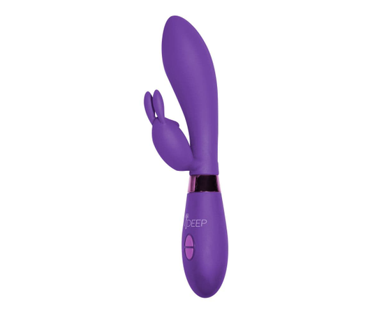 Вибратор Indeep Yonce с клиторальным зайчиком - 20,5 см., Цвет: фиолетовый, фото 