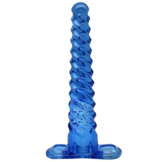 Синий спиралевидный анальный конус - 17 см., фото 