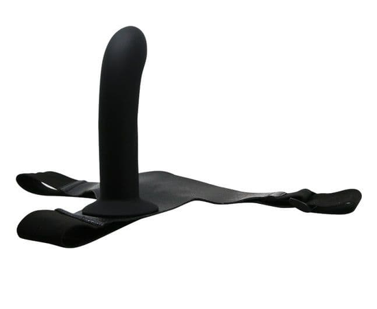 Страпон на эластичных ремнях Ultra Harness Karin Dildo - 16,8 см., Цвет: черный, фото 