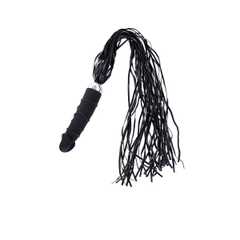 Вибратор с чёрной полиуретановой плёткой ToyFa - 16 см., Цвет: черный, фото 