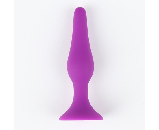 Фиолетовая коническая силиконовая анальная пробка Soft - 10,5 см., фото 