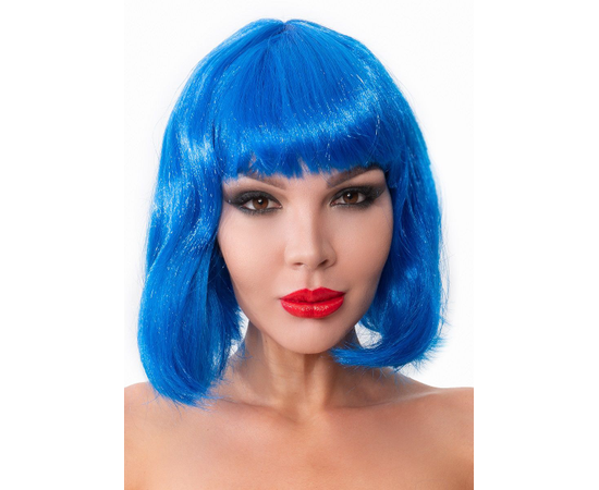 Синий парик-каре с челкой, Цвет: синий, фото 