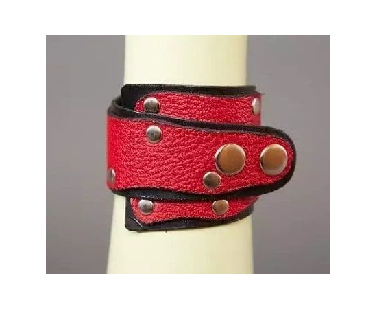 Красно-чёрный кожаный браслет «Треугольник», Цвет: красный с черным, фото 