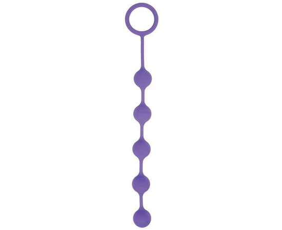 Фиолетовая анальная цепочка с металлическими шариками - 25 см., фото 