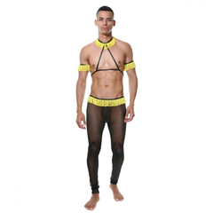 Мужской костюм «Танцор» с бахромой, Цвет: черный с желтым, Размер: S-M, фото 