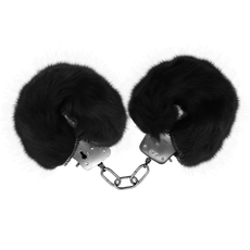 Черные меховые наручники Love с ключиками, фото 