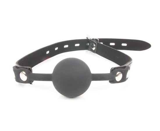 Черный силиконовый кляп-шарик на регулируемой застежке, фото 
