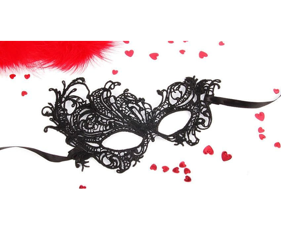 Черная ажурная текстильная маска Марго, Цвет: черный, фото 