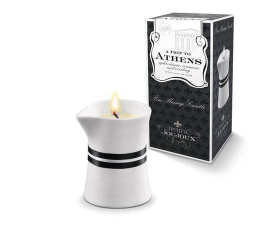 Массажное масло в виде малой свечи Petits Joujoux Athens с ароматом муската и пачули, фото 