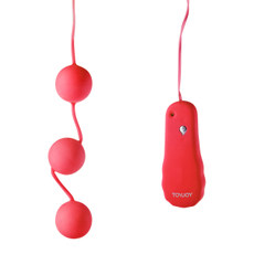 Красные вагинальные шарики с вибрацией POWER BALLS, фото 