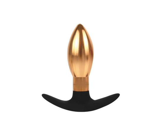 Каплевидная анальная втулка золотисто-черного цвета - 9,6 см., фото 