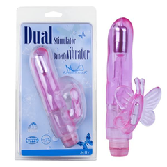 Розовый вибростимулятор розовый Dual Stimulator Butterfly, фото 
