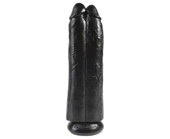 Сдвоенный черный фаллоимитатор на присоске 11" Two Cocks One Hole - 30,5 см., Цвет: черный, фото 