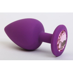 Фиолетовая силиконовая пробка с розовым стразом - 7,1 см., фото 