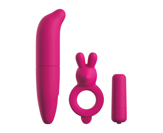 Ярко-розовый вибронабор для пар Couples Vibrating Starter Kit, фото 