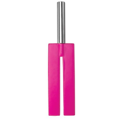 Чёрная П-образная шлёпалка Leather Slit Paddle - 35 см., Цвет: розовый, фото 