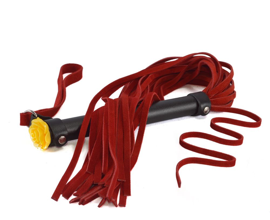 Многохвостая плеть с наконечником-розой - 60 см., Цвет: красный, фото 