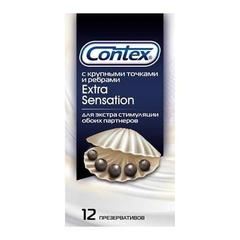 Презервативы с крупными точками и рёбрами Contex Extra Sensation - 12 шт., Объем: 12 шт., фото 