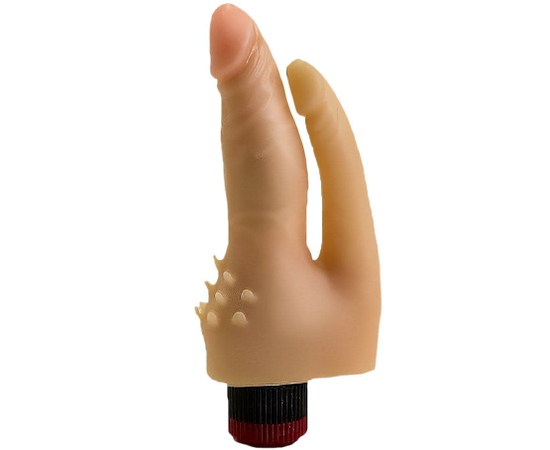 Анально-вагинальный вибромассажёр с шипами для массажа клитора - 17 см., фото 