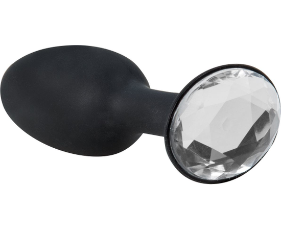 Чёрная анальная пробка с кристаллом в основании - 10,5 см., фото 