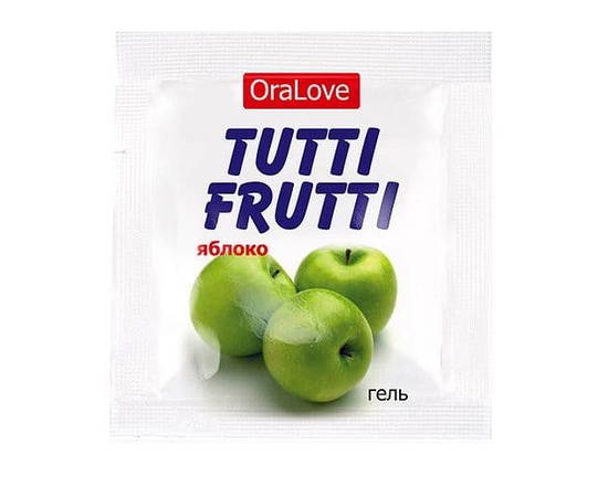 Пробник гель-смазки Tutti-frutti с яблочным вкусом - 4 гр., Объем: 4 гр., фото 