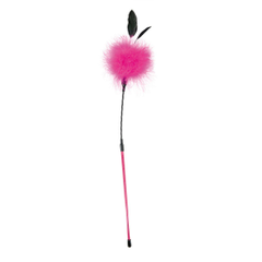 Хлыст с розовым помпоном и перьями - 50 см., фото 