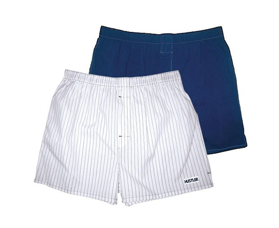 Комплект из 2 мужских трусов-шортов: синие и белые в голубую полоску, Цвет: синий с белым, Размер: XL, фото 