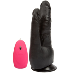 Анально-вагинальный вибромассажёр на присоске - 17 см., Цвет: черный, фото 