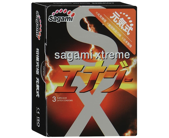 Презервативы Sagami Xtreme ENERGY с ароматом энергетика - 3 шт., фото 