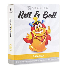 Стимулирующий презерватив-насадка Roll & Ball Banana, Цвет: желтый, фото 